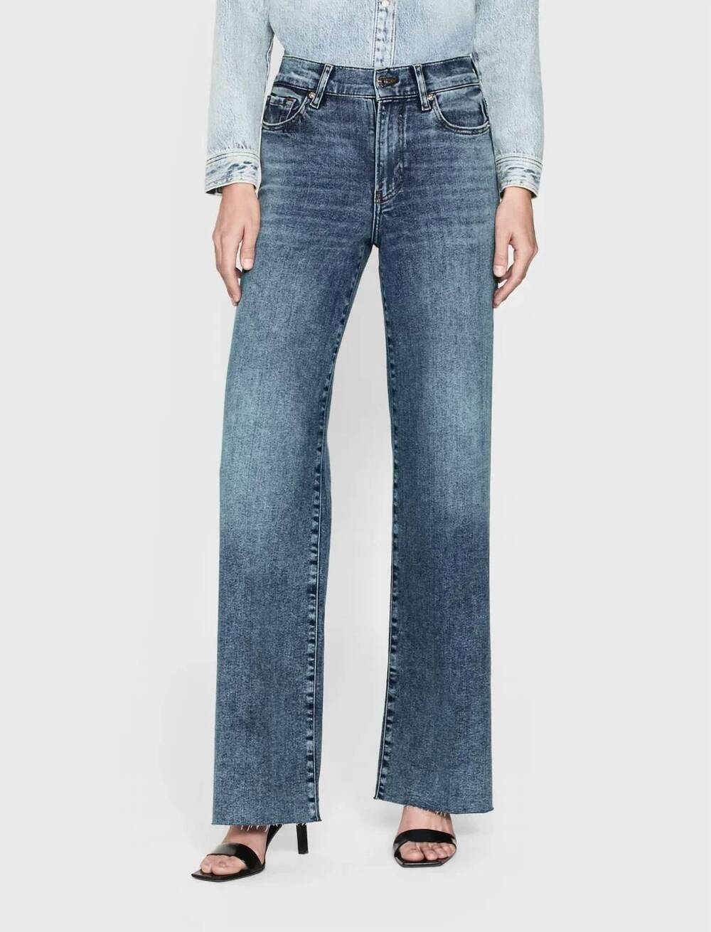 NEW FRAME le slim palazzo wide leg jeans in rowley raw after